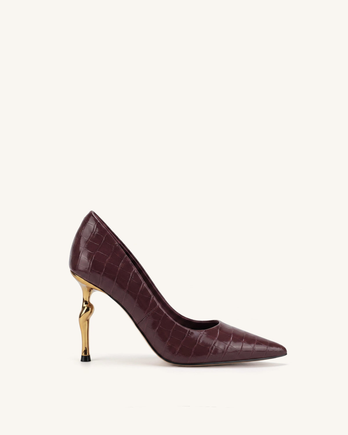 Hazel Croc-Embossed Heels - Burgundy | JW PEI