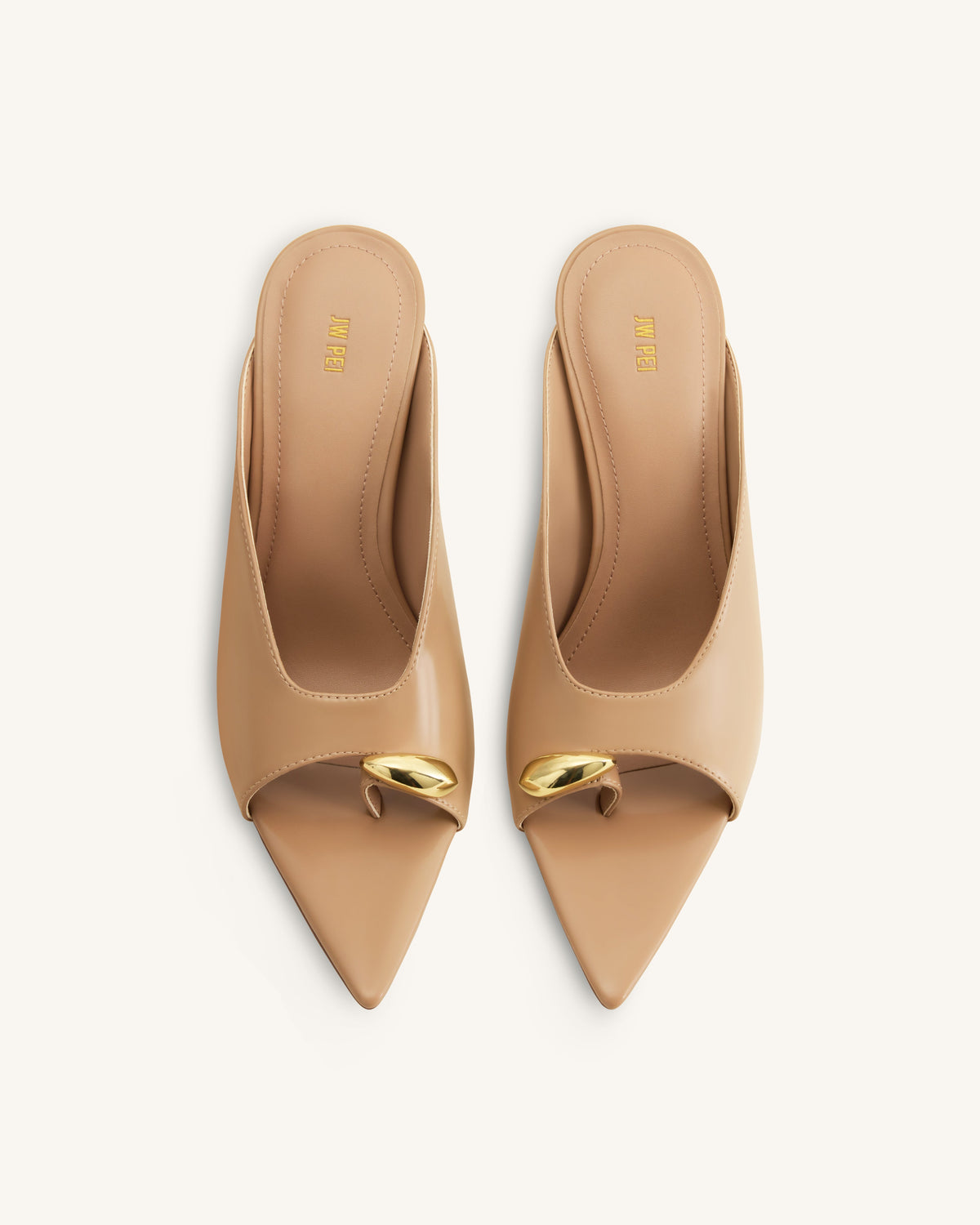 Noemi Pointed-Toe Mule Heels - Khaki | JW PEI