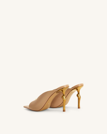 Noemi Pointed-Toe Mule Heels - Khaki | JW PEI