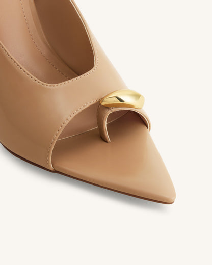Noemi Pointed-Toe Mule Heels - Khaki | JW PEI