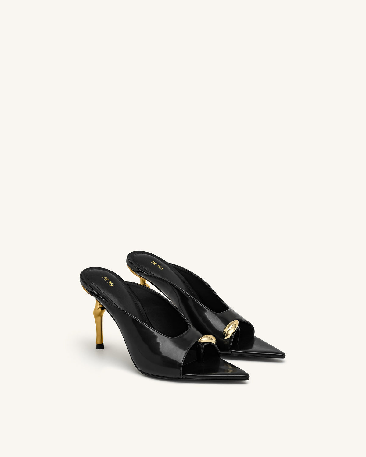 Noemi Pointed-Toe Mule Heels - Black | JW PEI