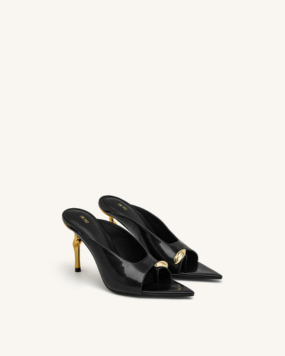 Noemi Pointed-Toe Mule Heels - Black | JW PEI