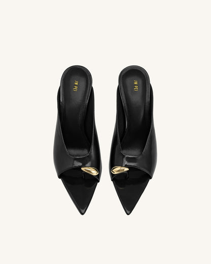 Noemi Pointed-Toe Mule Heels - Black | JW PEI