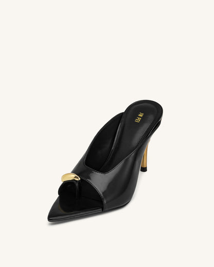 Noemi Pointed-Toe Mule Heels - Black | JW PEI