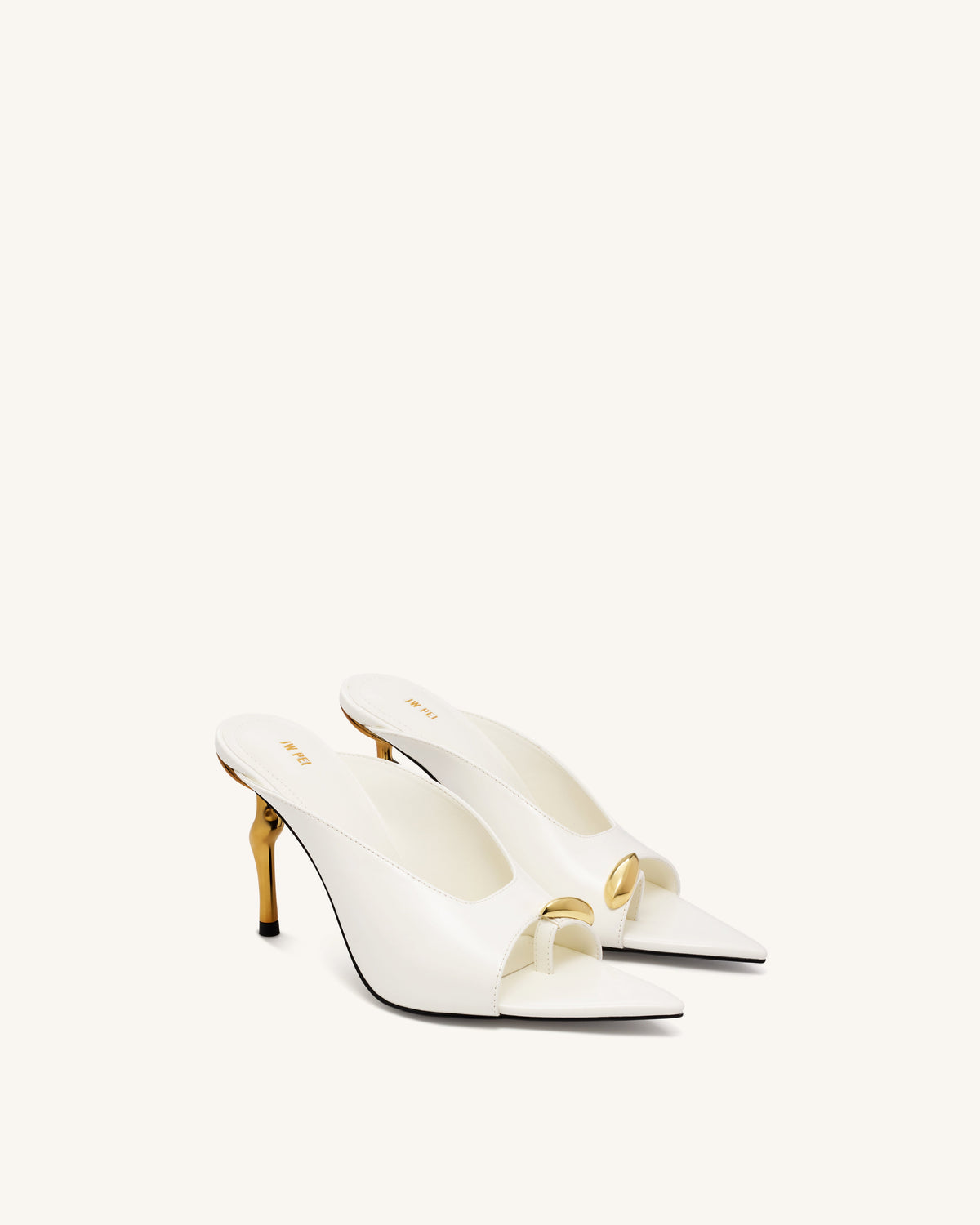 Noemi Pointed-Toe Mule Heels - White | JW PEI
