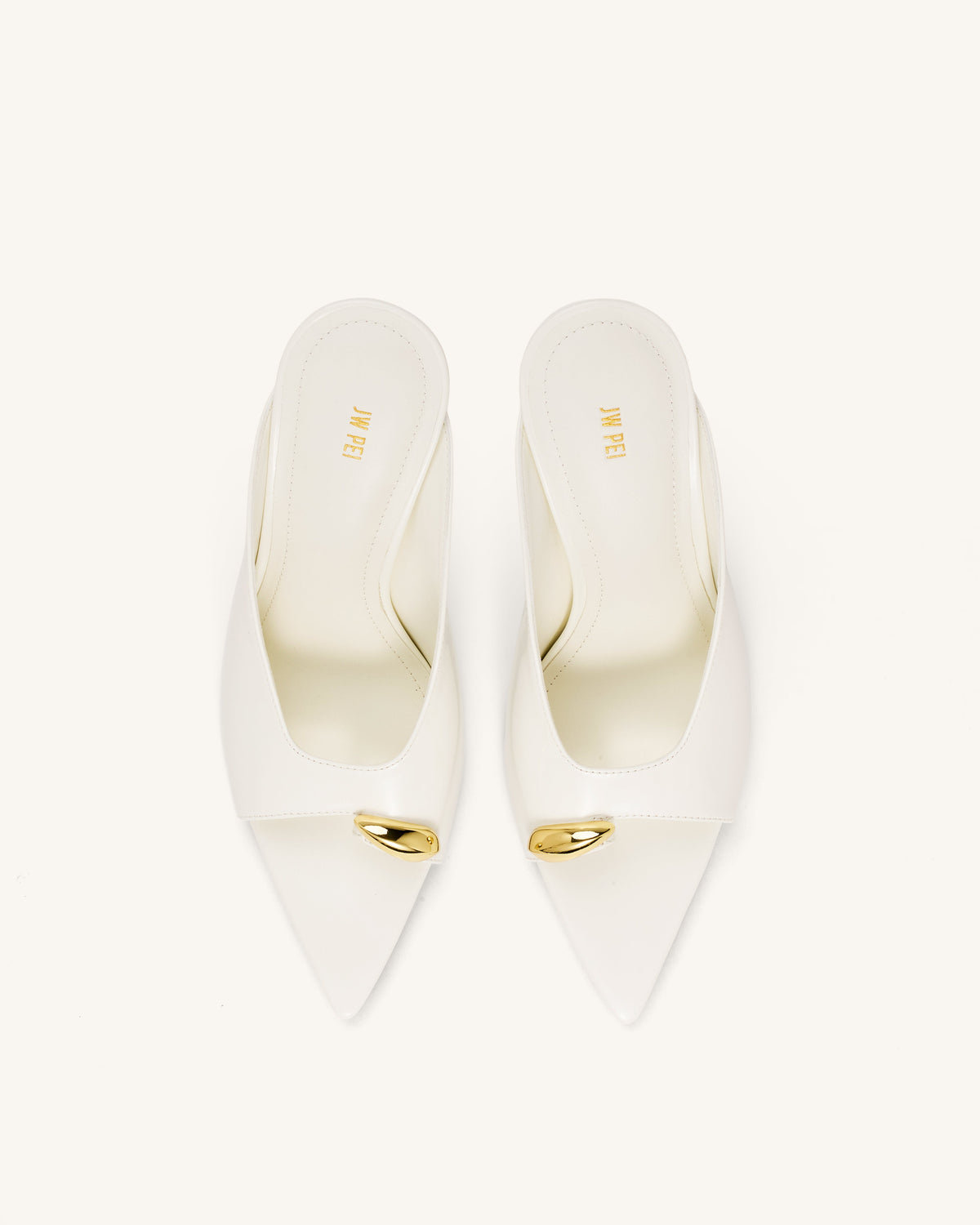 Noemi Pointed-Toe Mule Heels - White | JW PEI