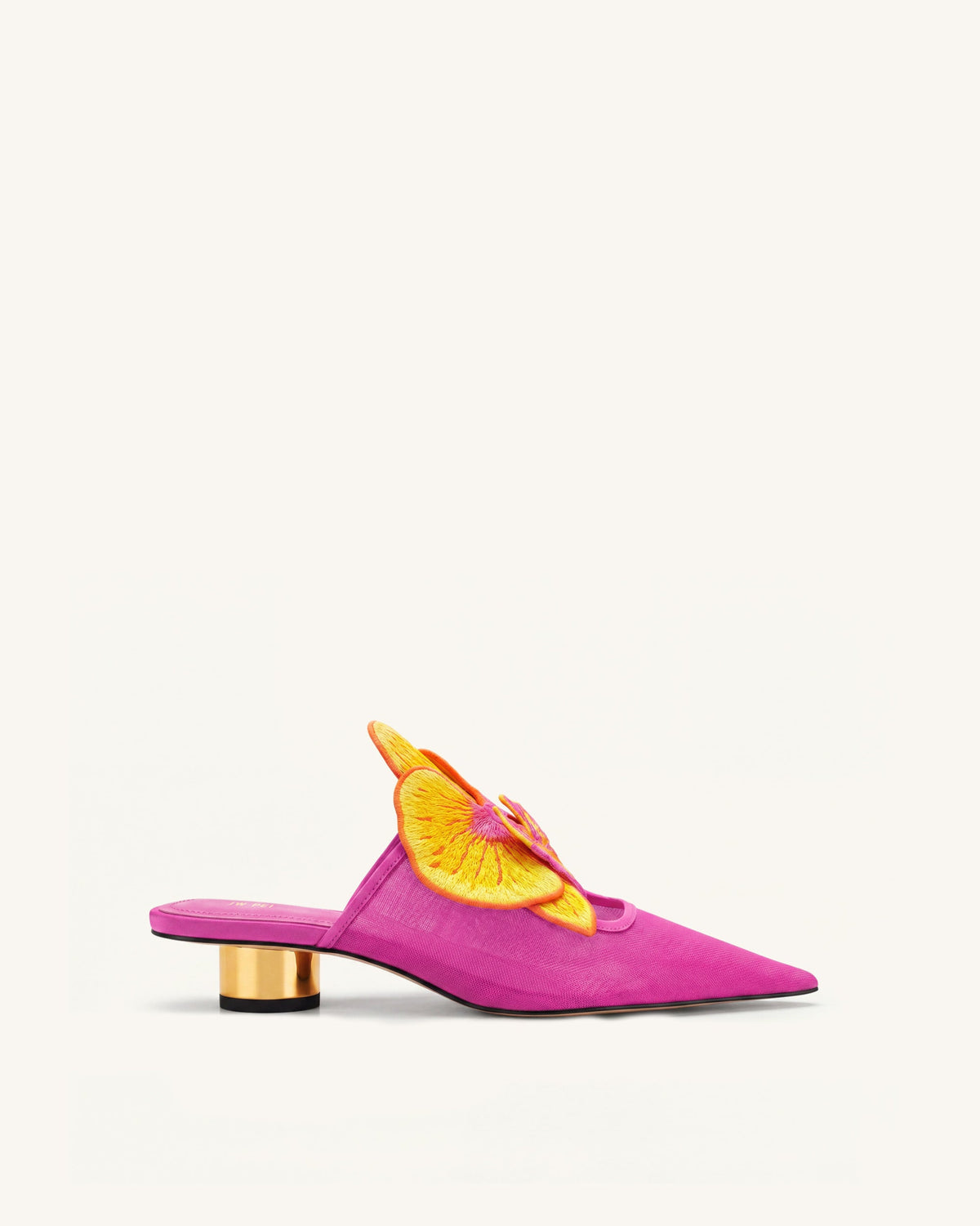 Helena Embroidery Decoration Pierced Mules - Rose Red | JW PEI