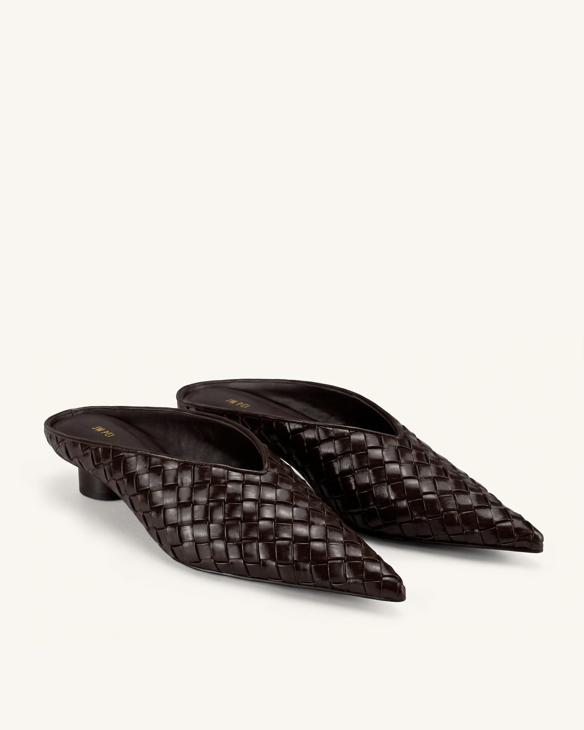 Helena Woven Textured Pointed Toe Mules - Burgundy | JW PEI