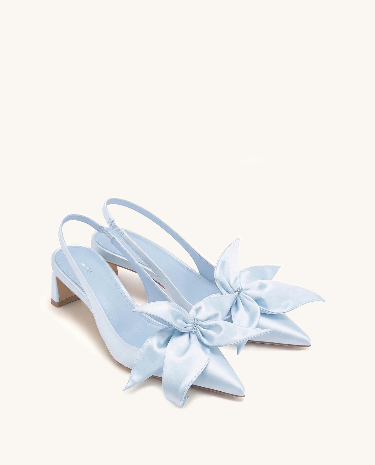 Queena Floral Appliques Slingback Pumps - Blue | JW PEI