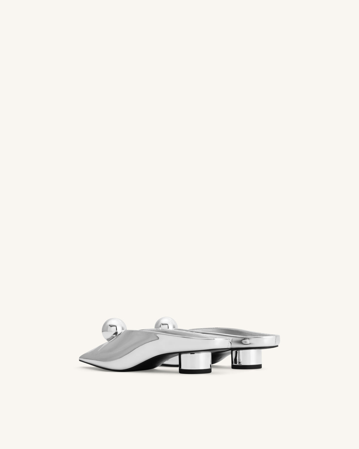 Helena Sphere Embellished Pointed Toe Mules - Silver | JW PEI