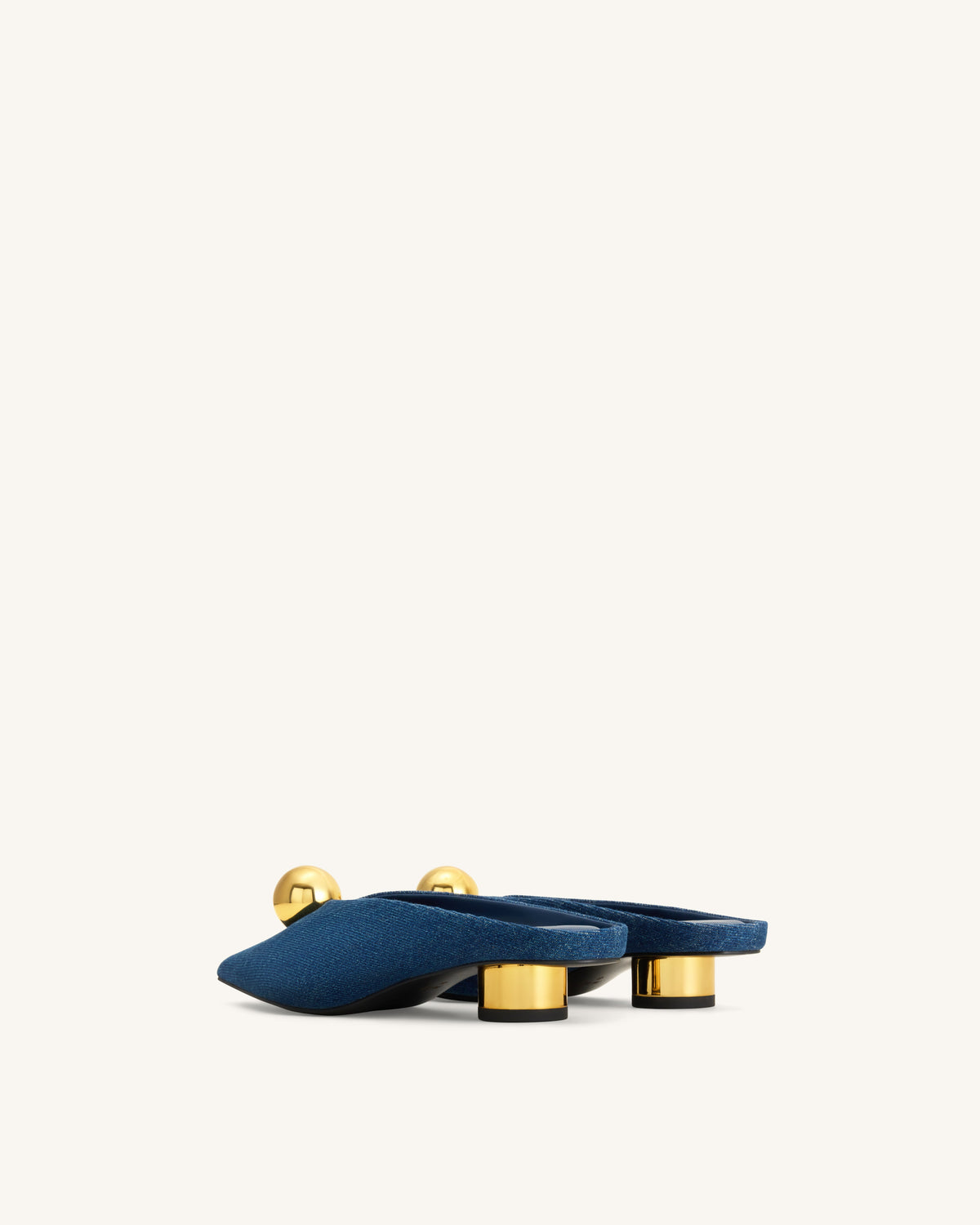 Helena Gold Sphere Pointed Toe Mules - Denim Blue | JW PEI