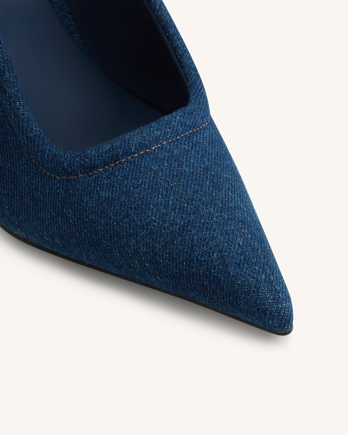 Sofia Metal Accent Sphere Heel Mules - Denim Blue | JW PEI