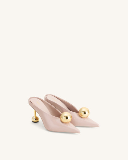 Sofia Angled Vamp Heel Mules - Dusty Pink | JW PEI