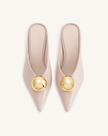 Sofia Angled Vamp Heel Mules - Dusty Pink | JW PEI