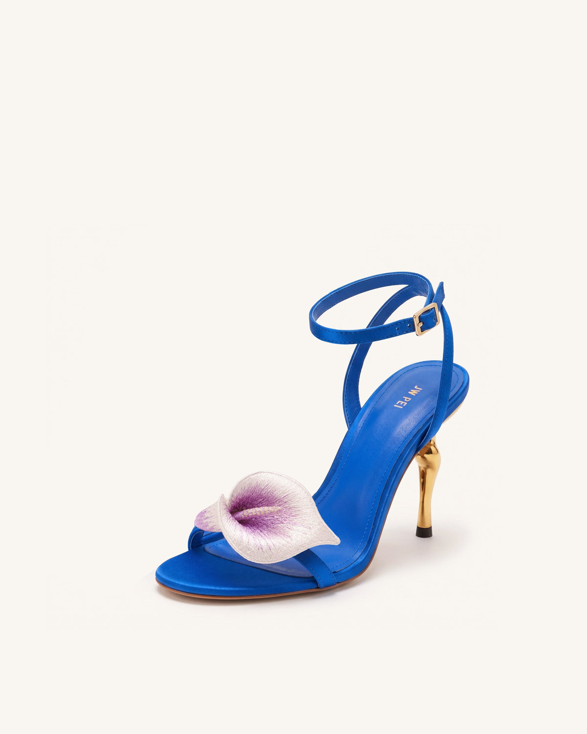 Alivia Calla Lily Gold Metal Heel Sandals - Royal Blue | JW PEI