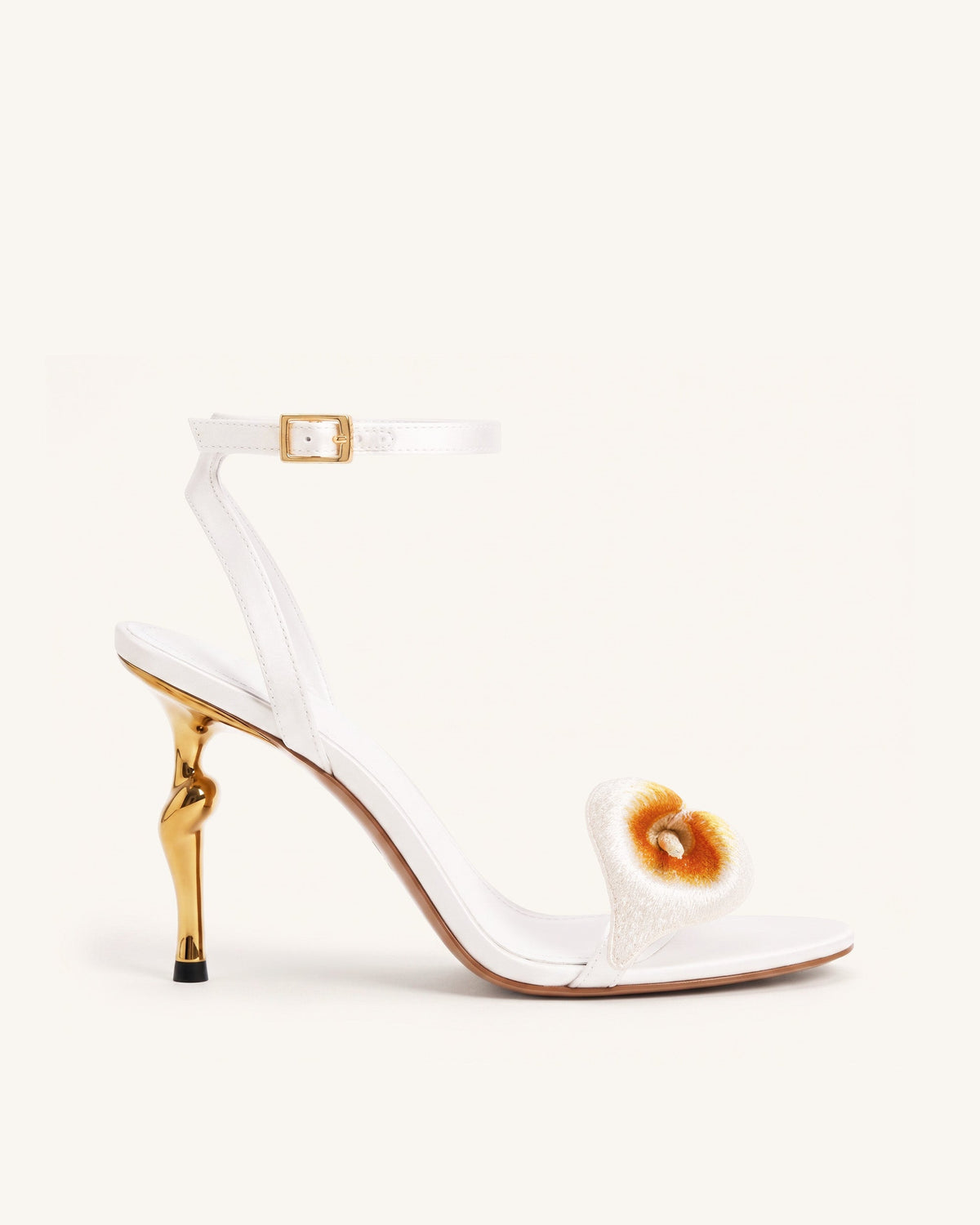 Alivia Calla Lily Gold Metal Heel Sandals - White | JW PEI
