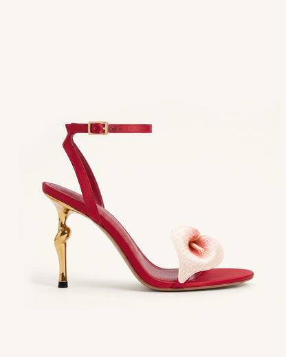Alivia Calla Lily Gold Metal Heel Sandals - Red | JW PEI