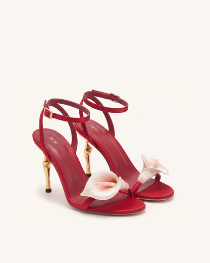 Alivia Calla Lily Gold Metal Heel Sandals - Red | JW PEI
