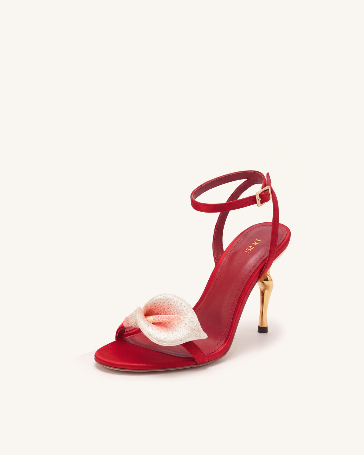 Alivia Calla Lily Gold Metal Heel Sandals - Red | JW PEI