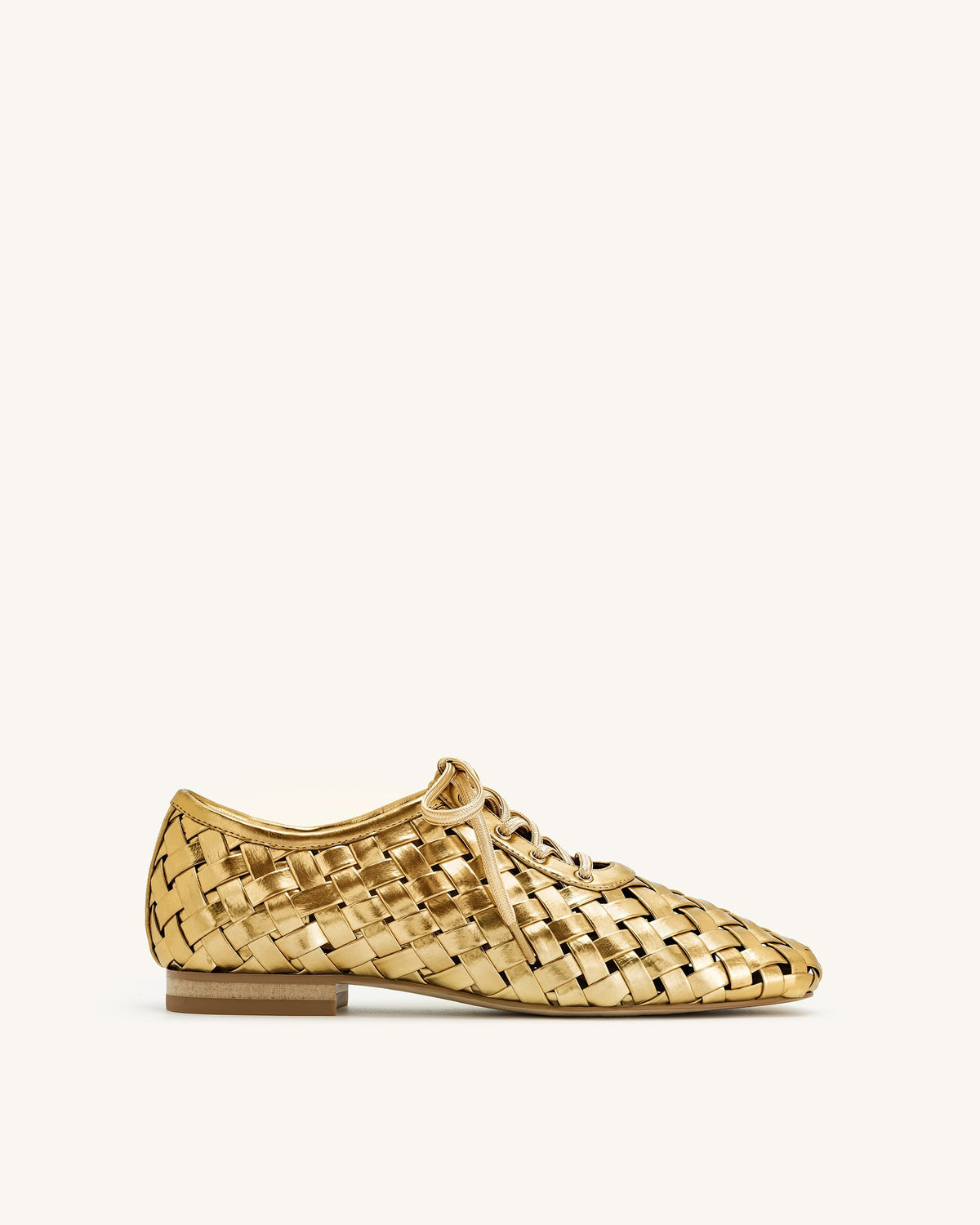Kayla Weave Strap Flat Shoes - Gold | JW PEI