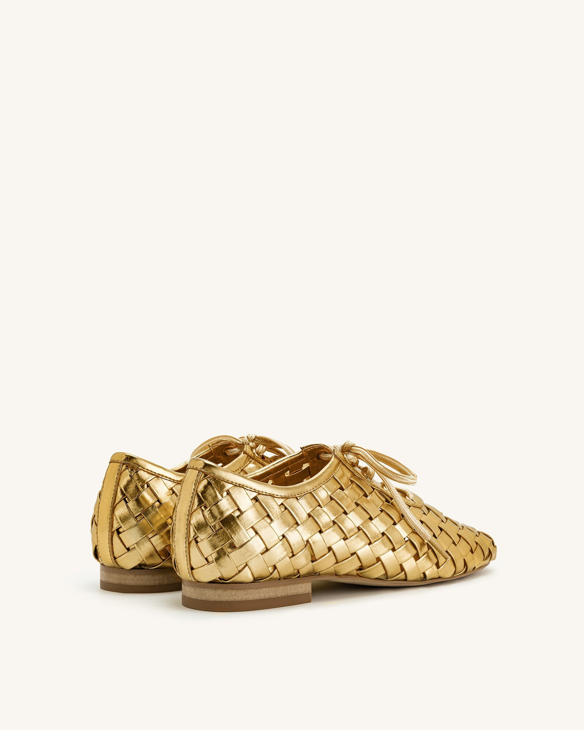 Kayla Weave Strap Flat Shoes - Gold | JW PEI