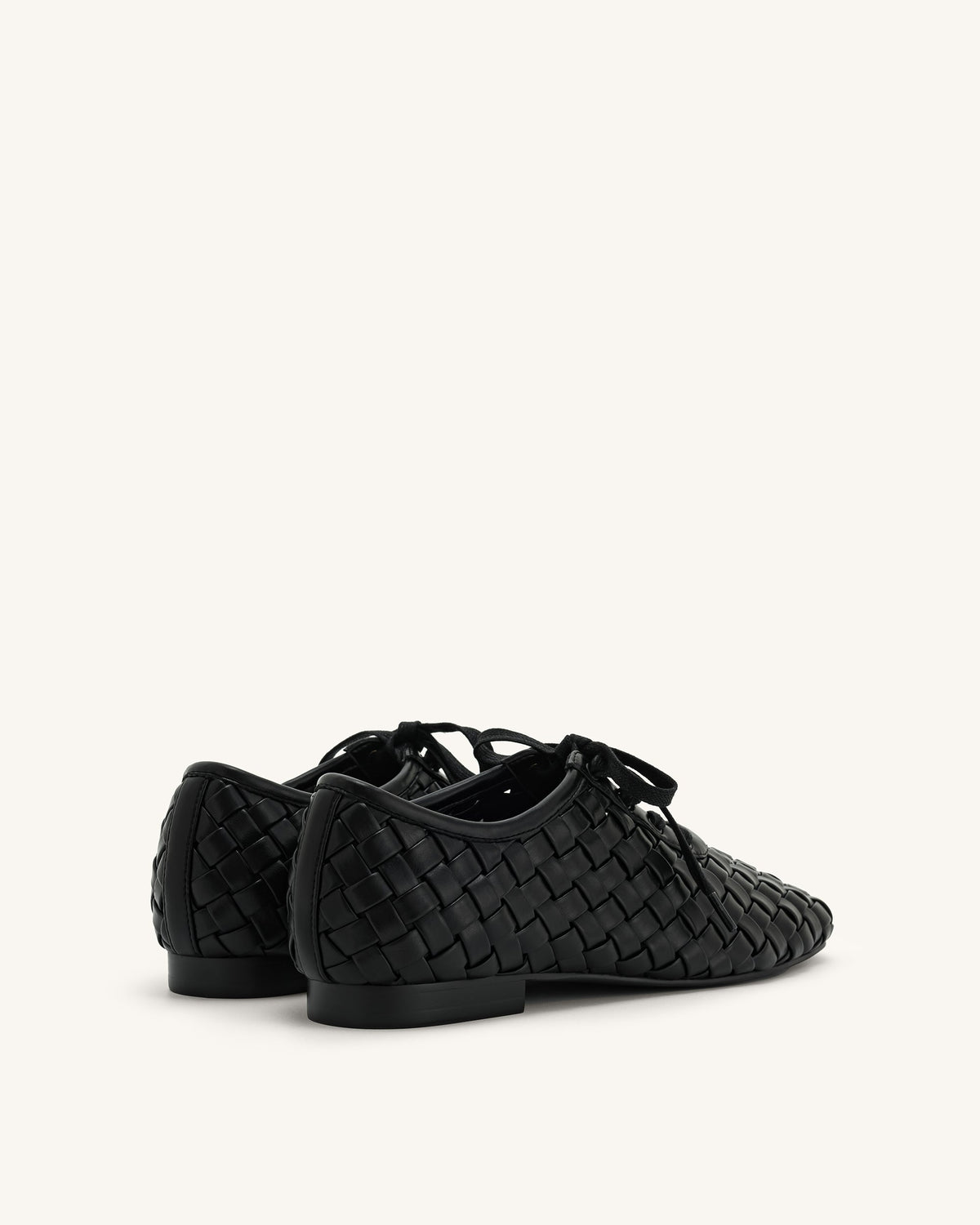 Kayla Weave Strap Flat Shoes - Black | JW PEI