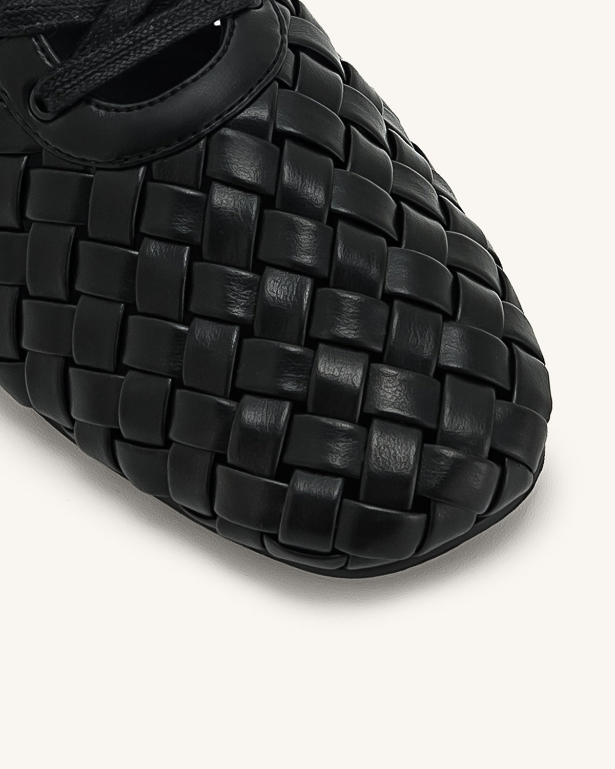 Kayla Weave Strap Flat Shoes - Black | JW PEI