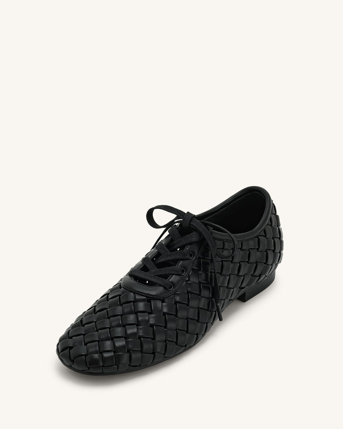 Kayla Weave Strap Flat Shoes - Black | JW PEI