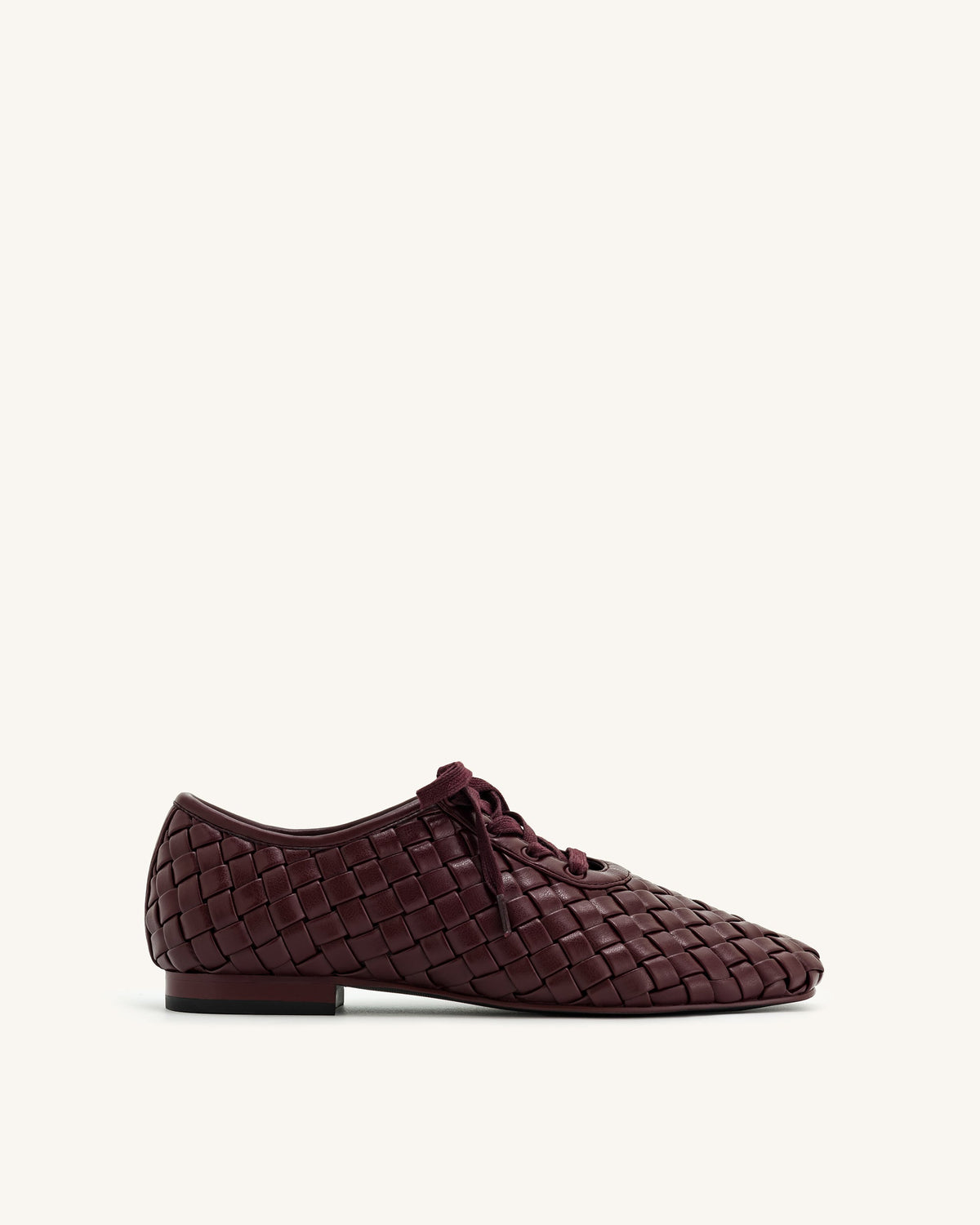Kayla Weave Strap Flat Shoes - Claret Red | JW PEI