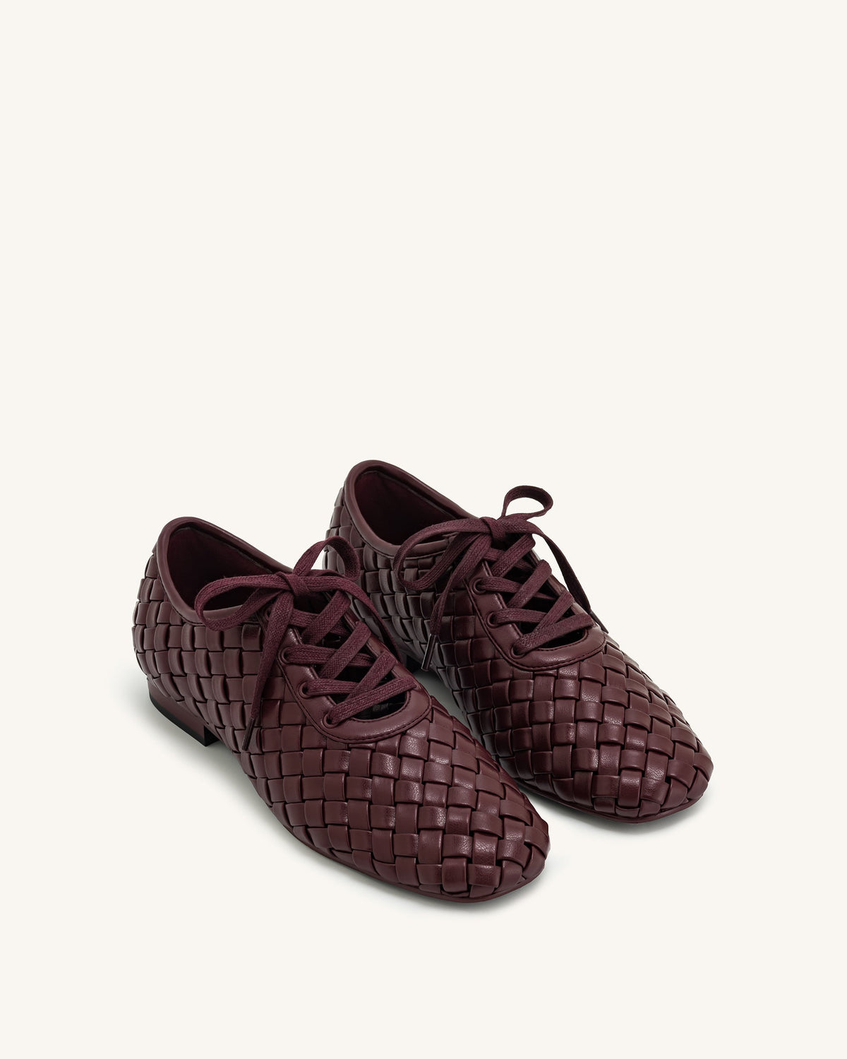 Kayla Weave Strap Flat Shoes - Claret Red | JW PEI