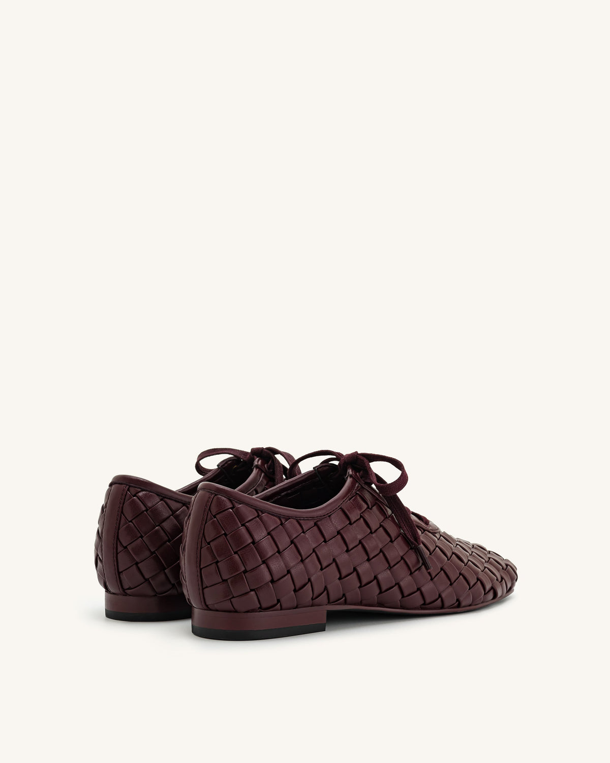 Kayla Weave Strap Flat Shoes - Claret Red | JW PEI