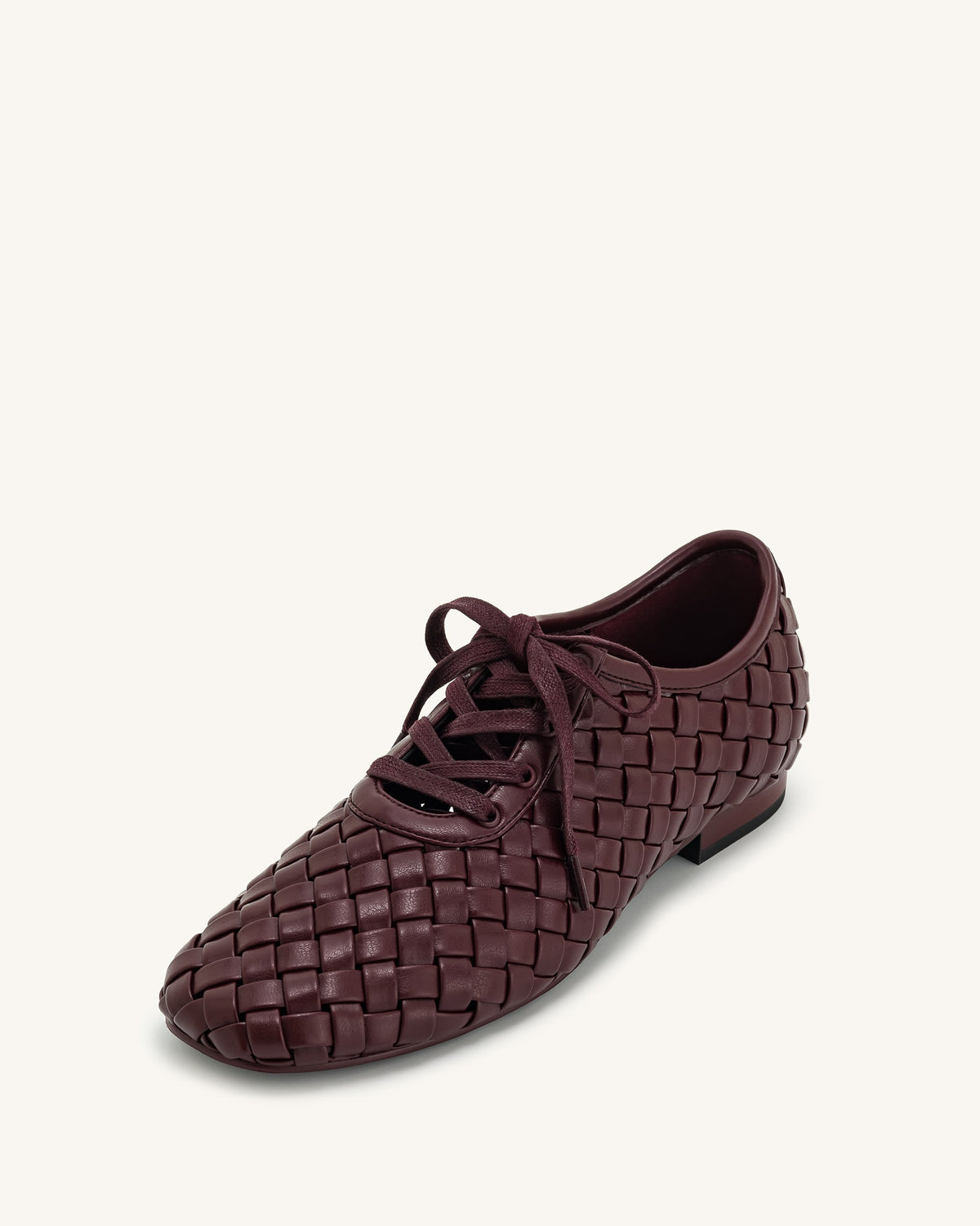 Kayla Weave Strap Flat Shoes - Claret Red | JW PEI