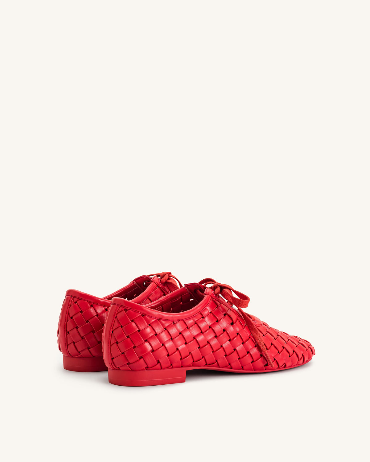 Kayla Weave Strap Flat Shoes - Red | JW PEI