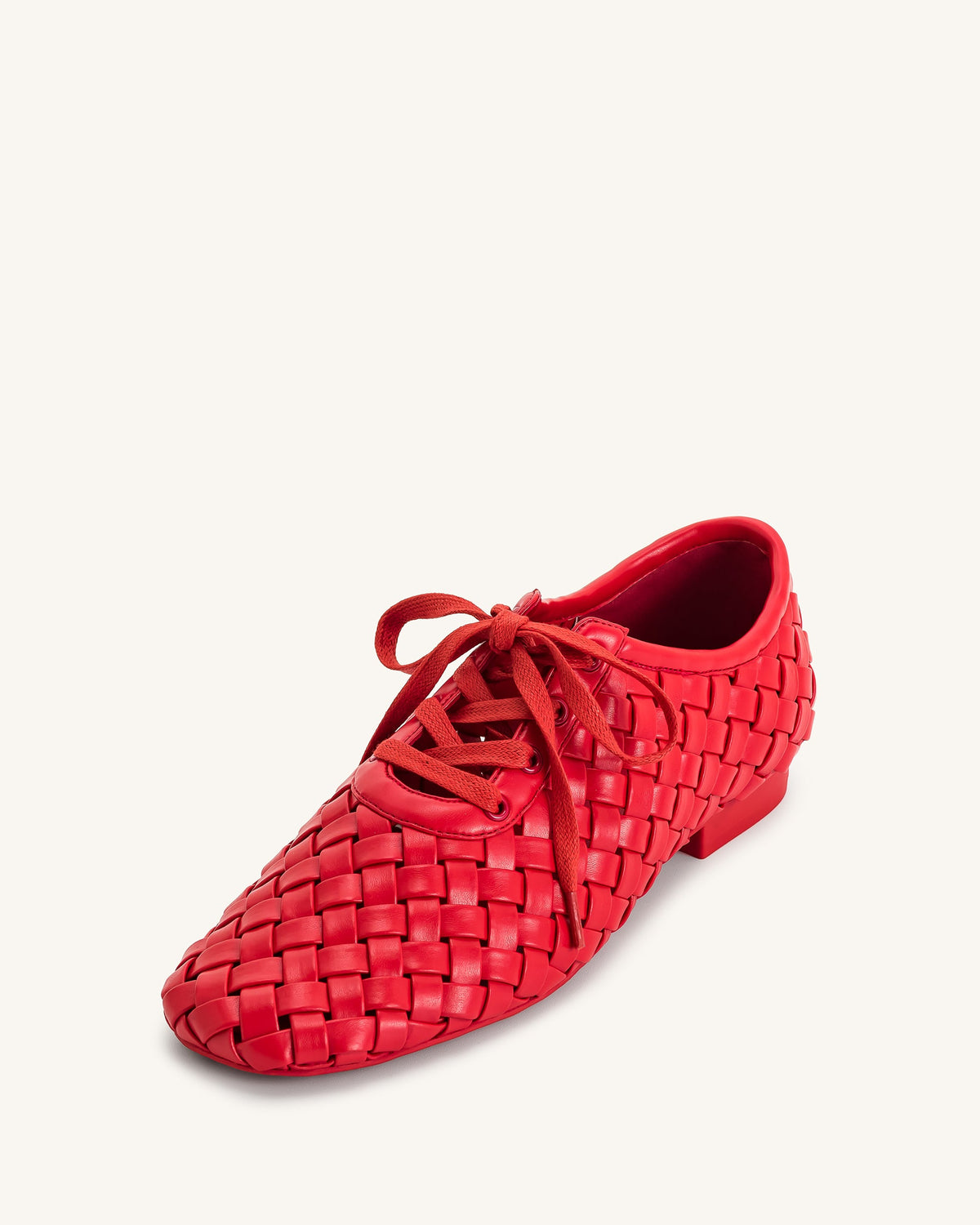 Kayla Weave Strap Flat Shoes - Red | JW PEI