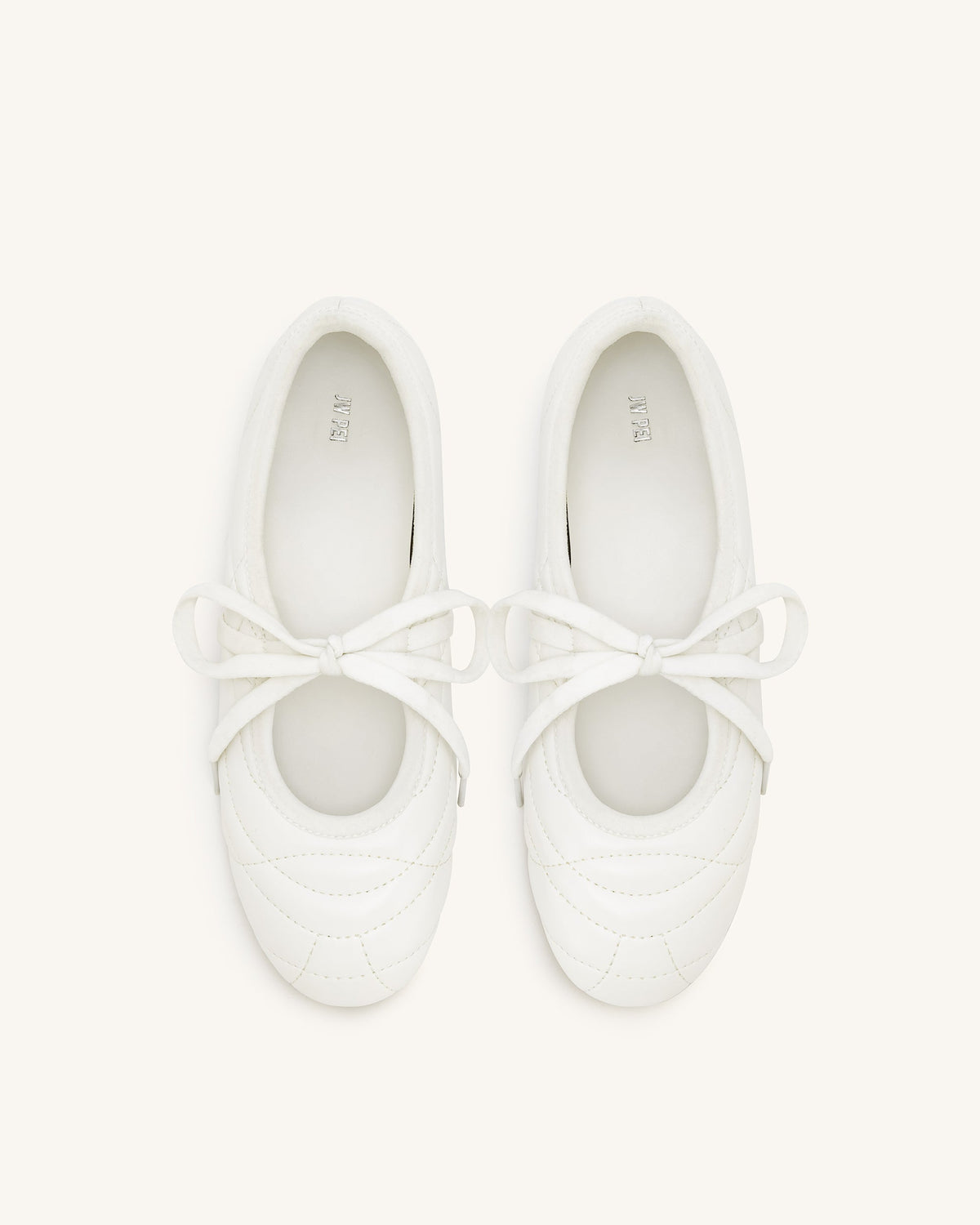 Erika Topstitching lace-up ballet Flats- White | JW PEI