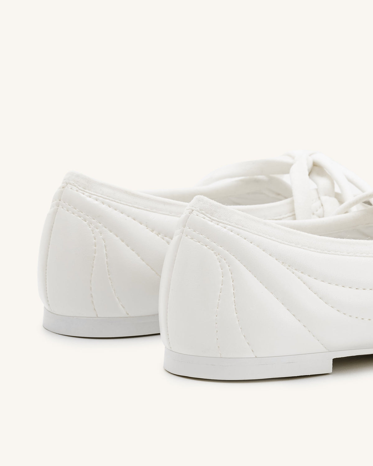 Erika Topstitching lace-up ballet Flats- White | JW PEI