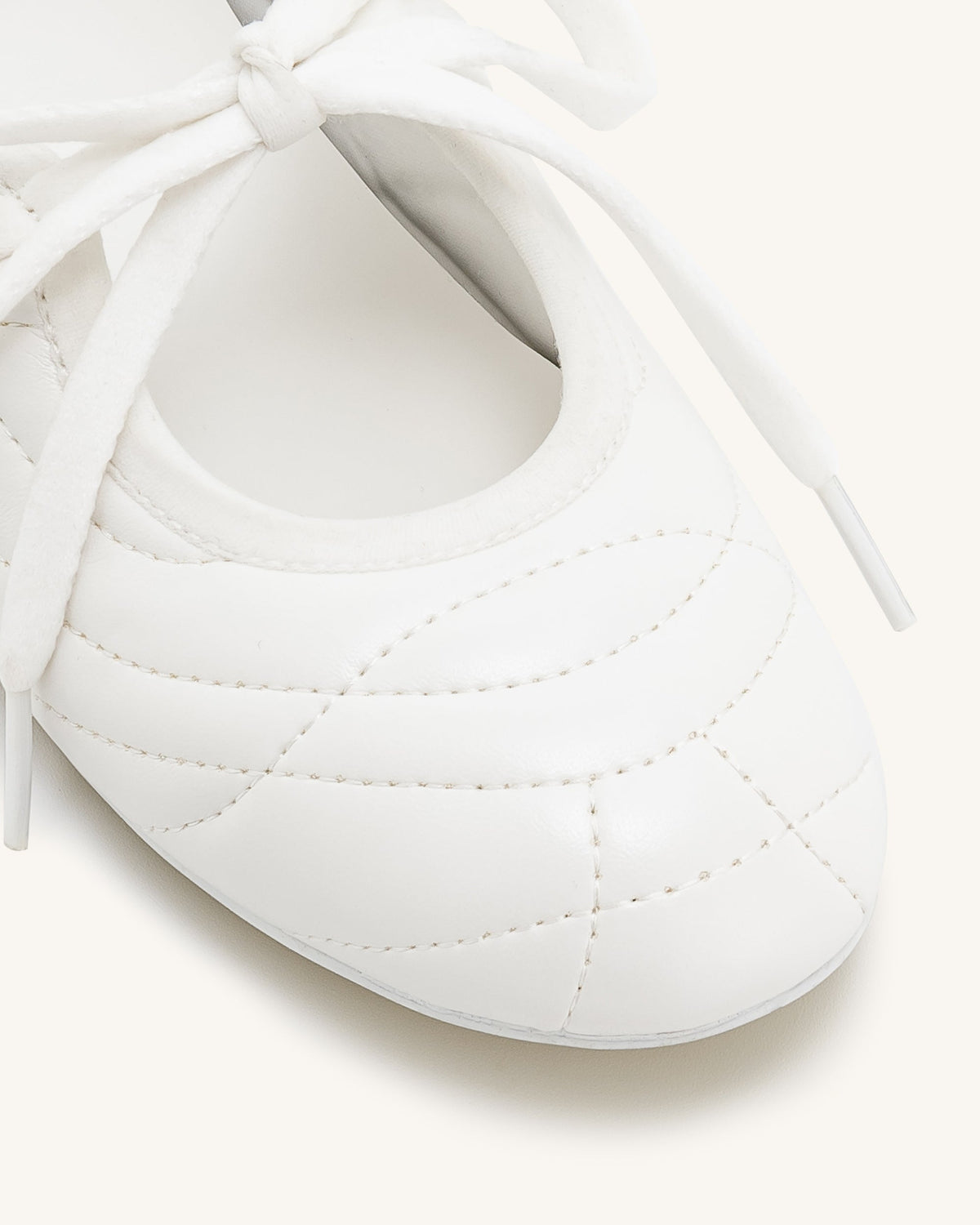 Erika Topstitching lace-up ballet Flats- White | JW PEI