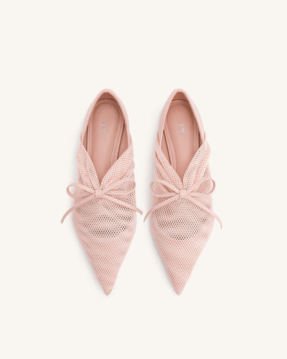 Reilly Fishnet Ballerina Flats - Pink Beige | JW PEI