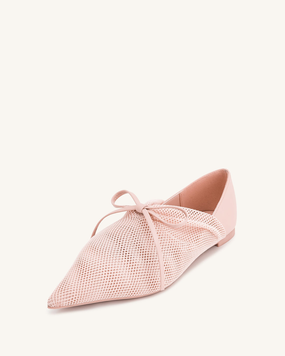 Reilly Fishnet Ballerina Flats - Pink Beige | JW PEI