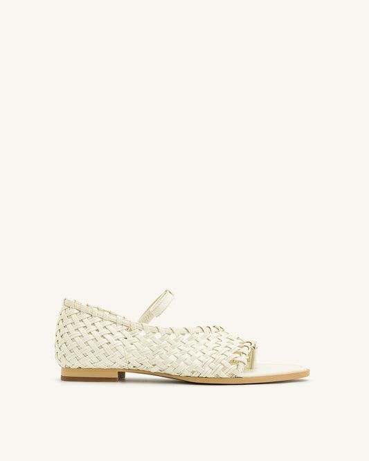 Jocelyn Weave Strap Flip-flops - Beige | JW PEI
