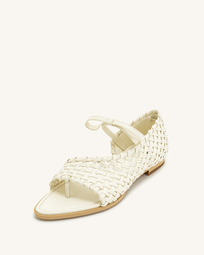 Jocelyn Weave Strap Flip-flops - Beige | JW PEI