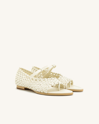 Jocelyn Weave Strap Flip-flops - Beige | JW PEI