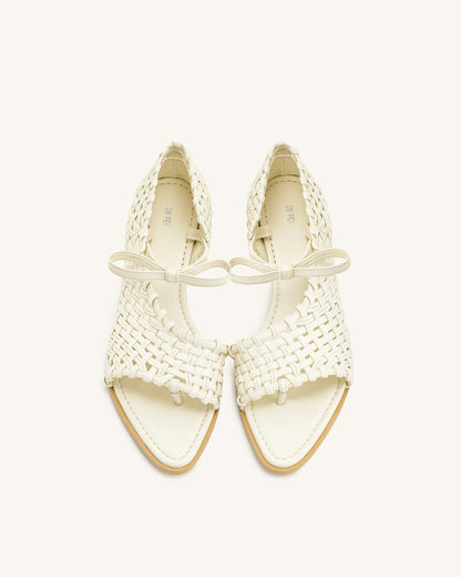 Jocelyn Weave Strap Flip-flops - Beige | JW PEI