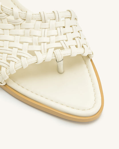 Jocelyn Weave Strap Flip-flops - Beige | JW PEI