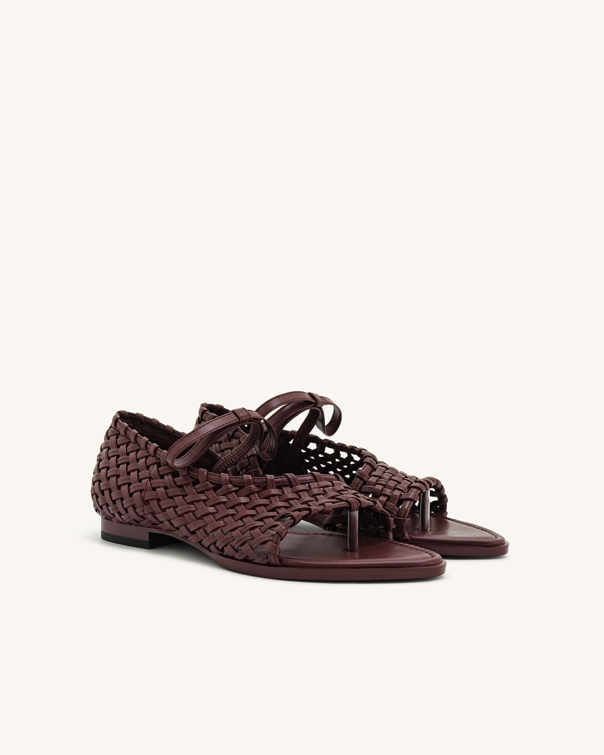 Jocelyn Weave Strap Flip-flops - Claret Red | JW PEI