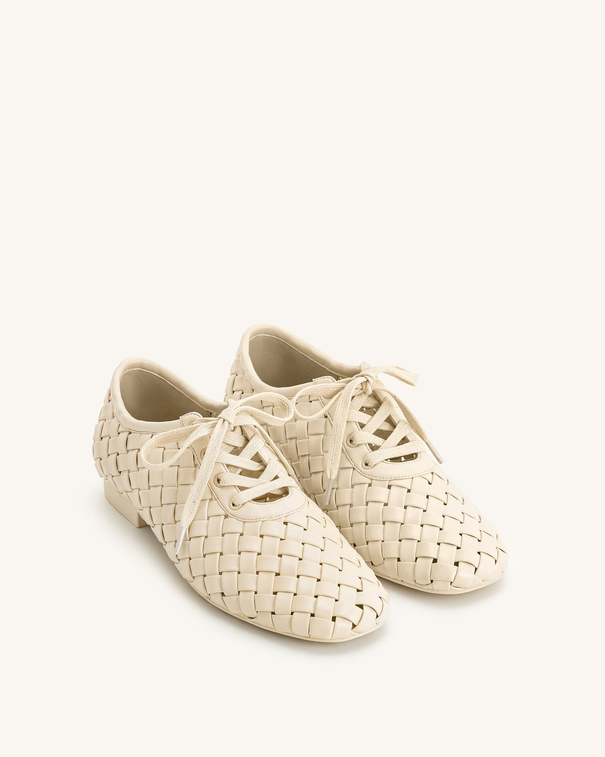 Kayla Weave Strap Flat Shoes - Beige | JW PEI