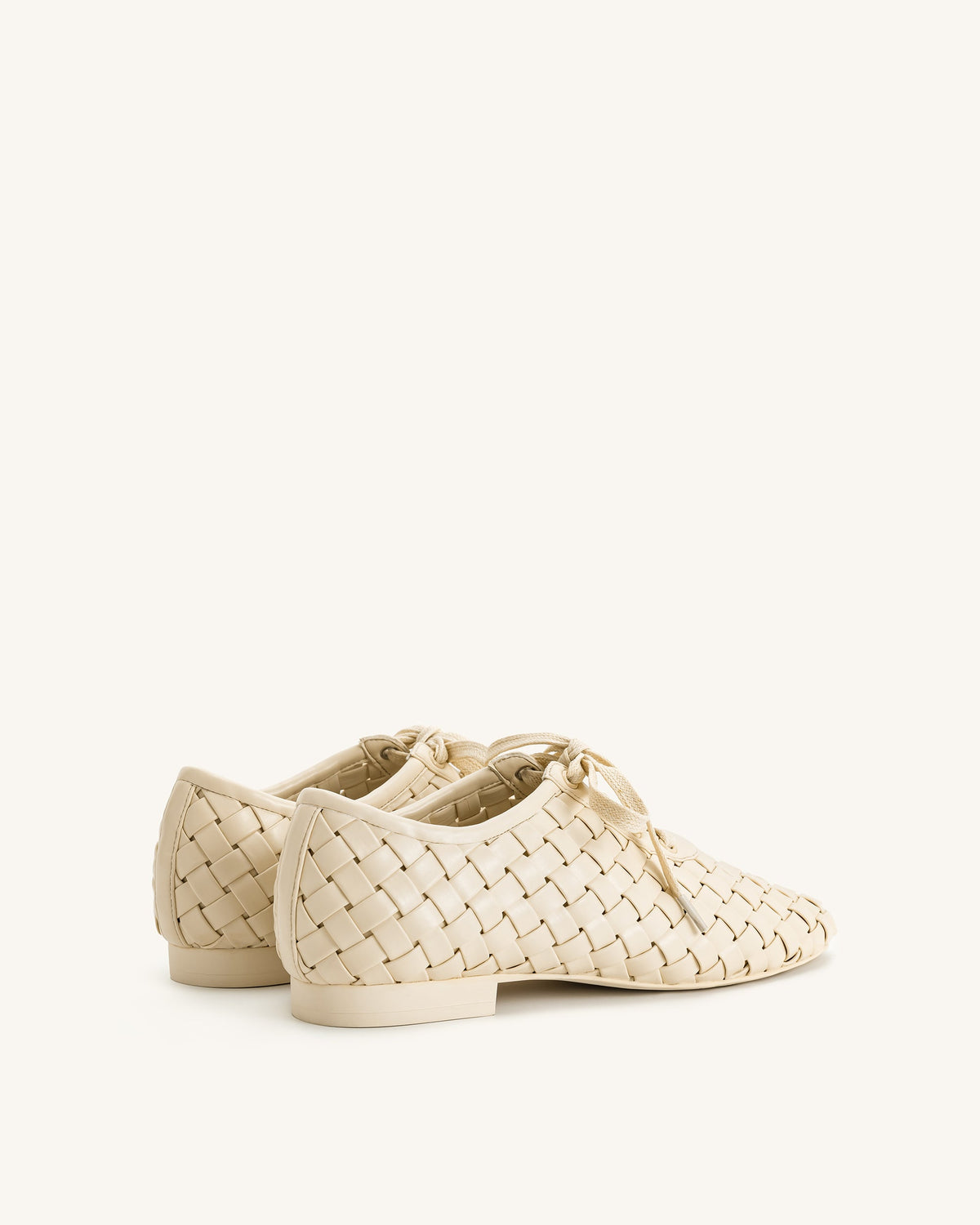 Kayla Weave Strap Flat Shoes - Beige | JW PEI