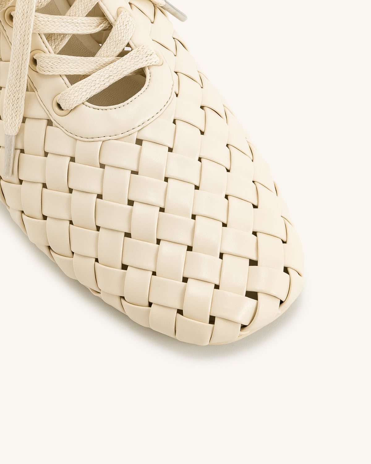 Kayla Weave Strap Flat Shoes - Beige | JW PEI