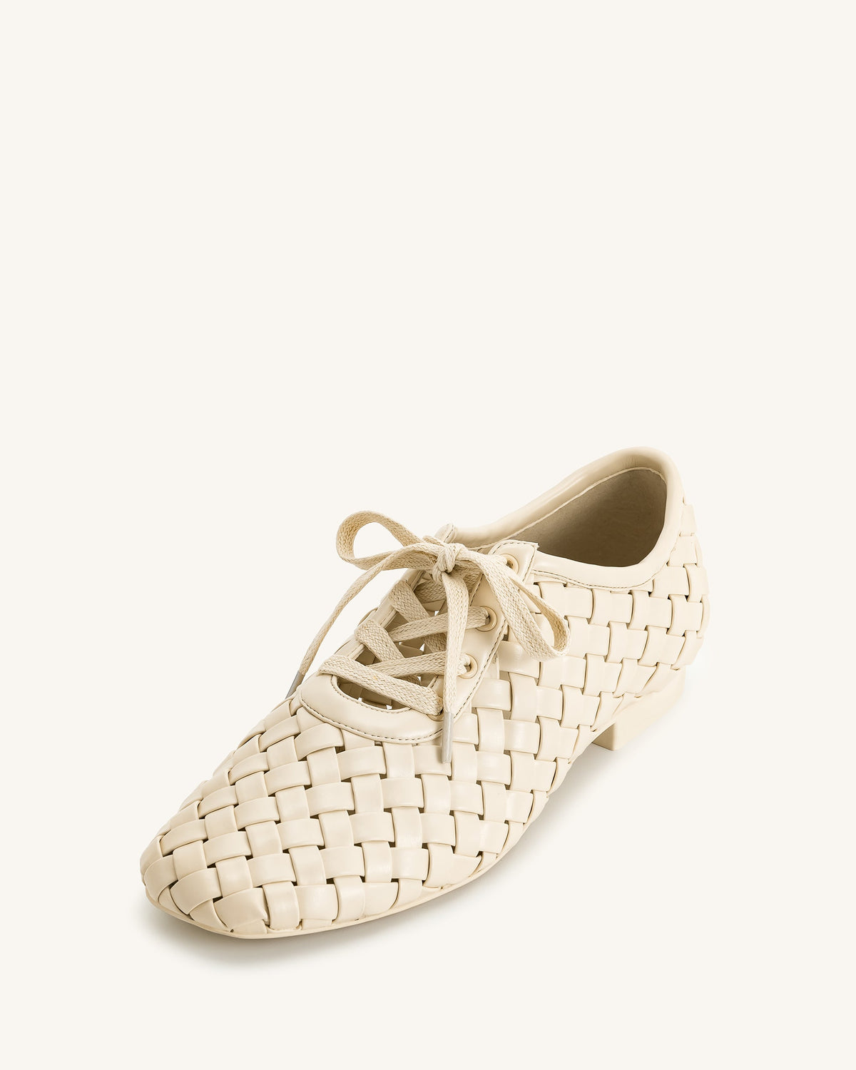 Kayla Weave Strap Flat Shoes - Beige | JW PEI