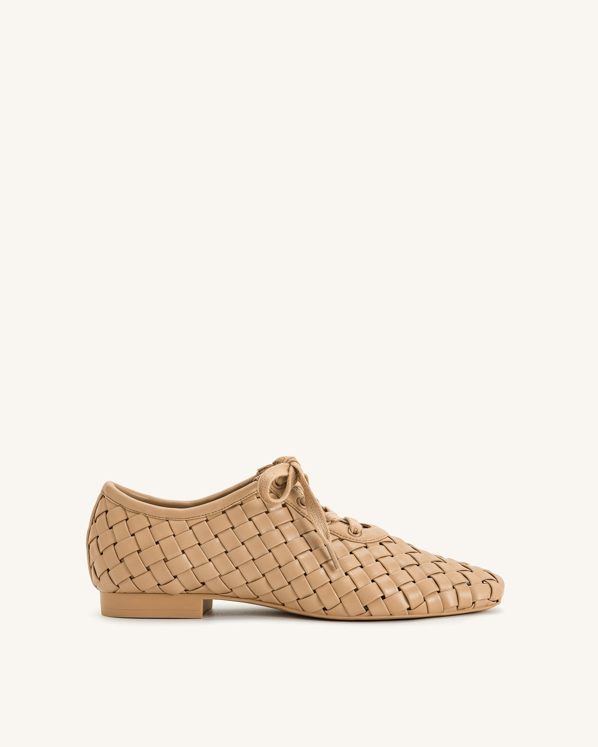 Kayla Weave Strap Flat Shoes - Apricot | JW PEI